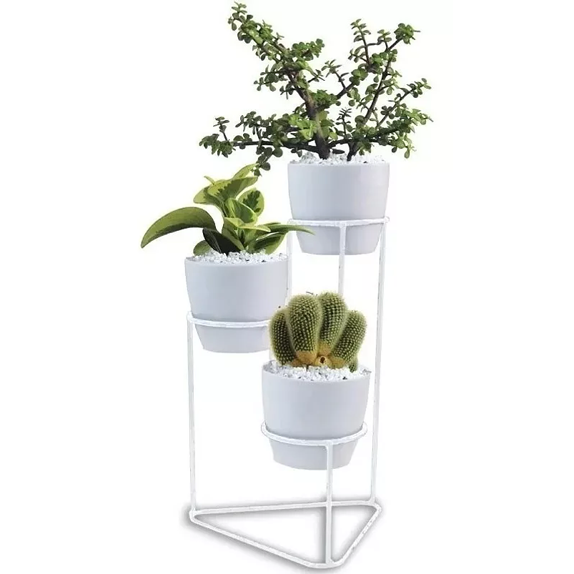 Soporte De Mesa Para Plantas más 3 Macetas 9cm Diametro Soporte Blanco 6