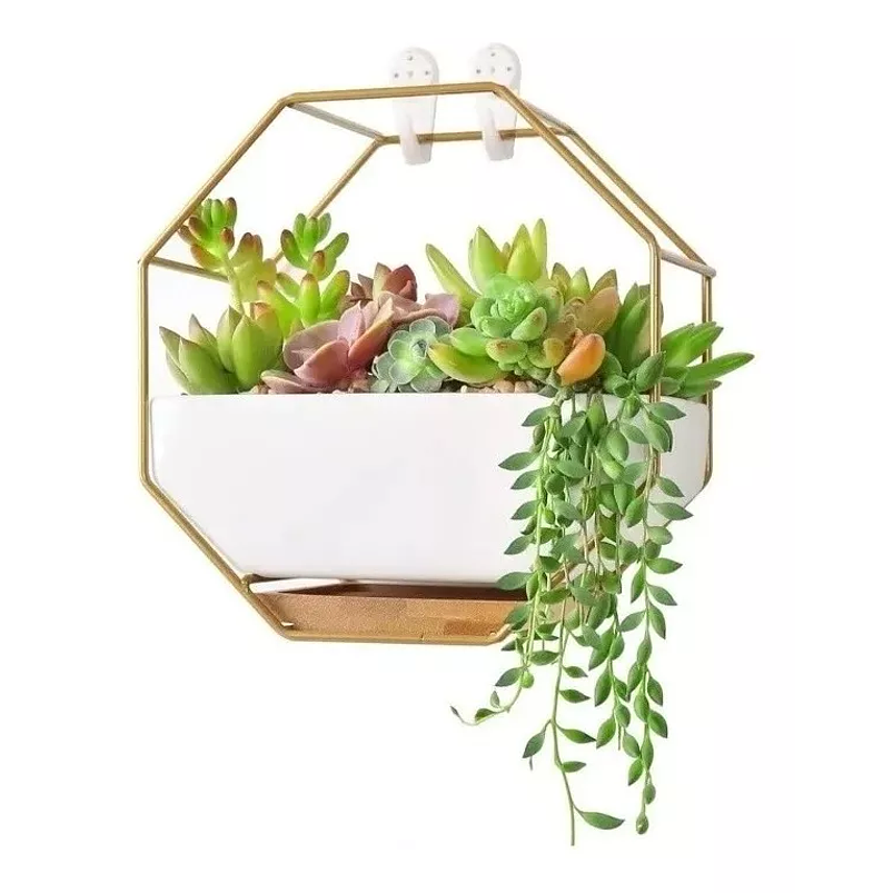Matera Ceramica y Soporte de Pared Para Plantas Octagono 1