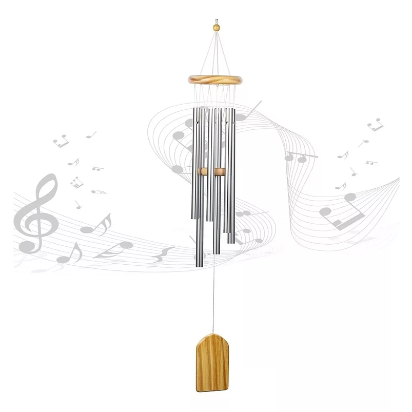 Campana de Viento Jardín 6 Tubos De Aluminio 64cm Largo 7