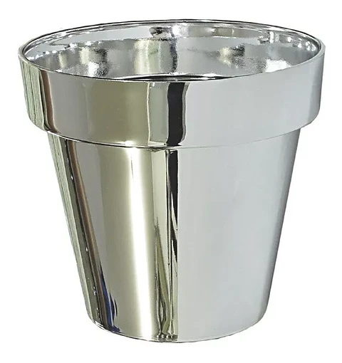 Maceta Plástica Plantas Metalizada 14cm Diámetro x12.5cm Alto