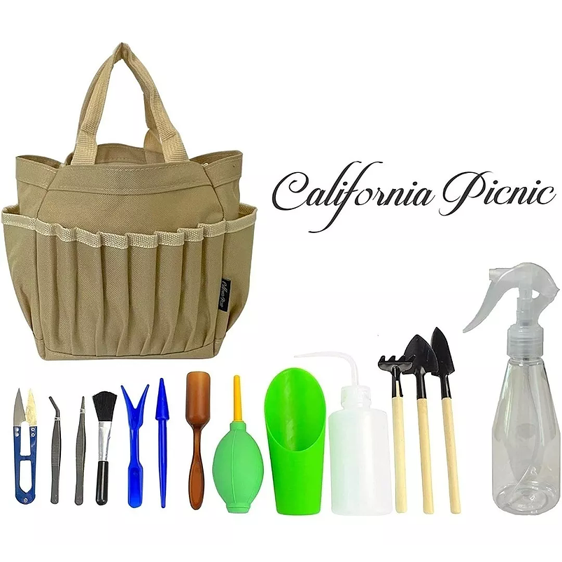 Kit Herramientas Suculentas X 14 Piezas+bolso Beige Premium 2