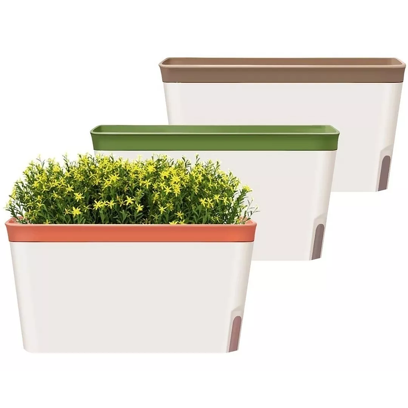 Maceta Rectangular Premium Autoriego Plastica 27,5dx14cmalto 1