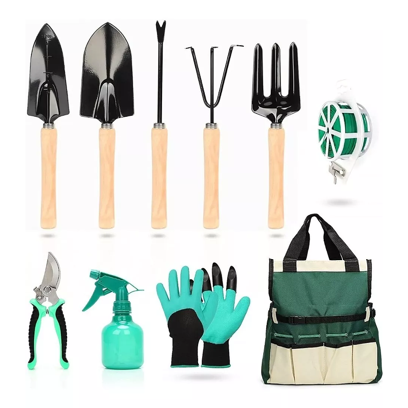 Kit Esencial Herramientas Jardinería x9 Piezas más Bolso 1