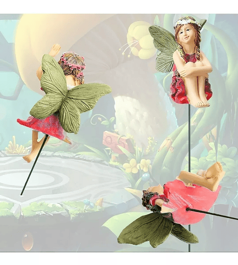 Mini Hadas Decorativas En Cerámica Terrarios Jardín x6 Unid