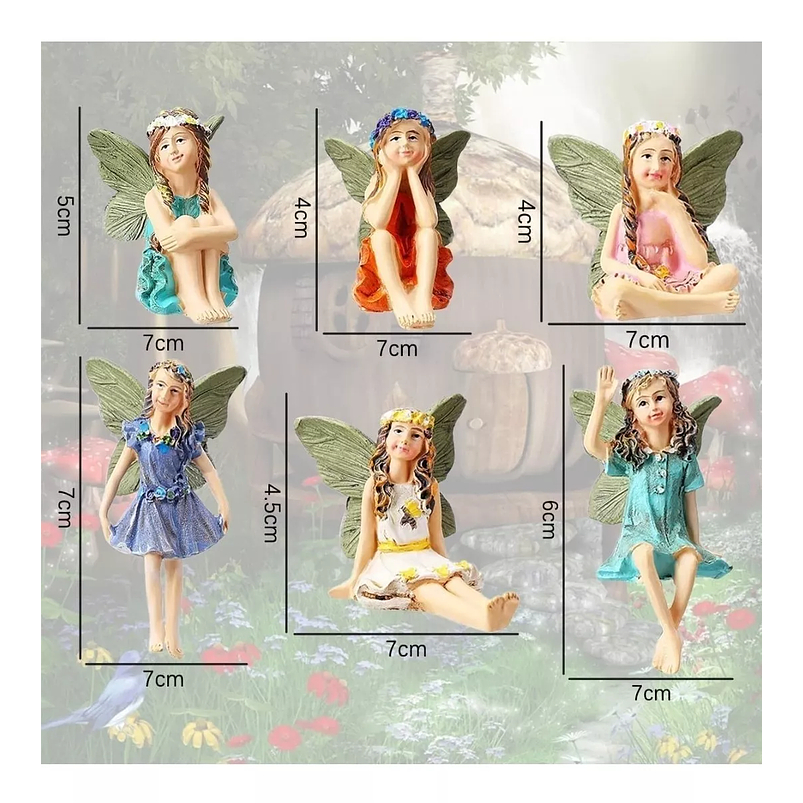 Mini Hadas Decorativas En Cerámica Terrarios Jardín x6 Unid 3