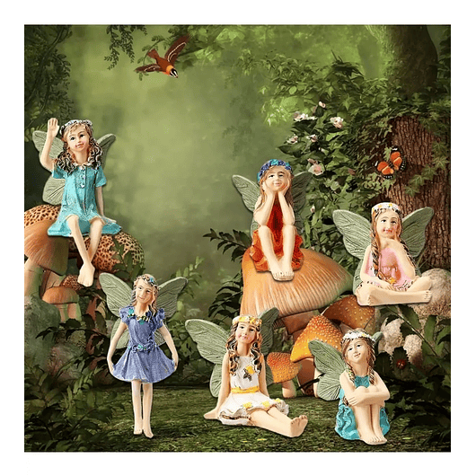 Mini Hadas Decorativas En Cerámica Terrarios Jardín x6 Unid 4