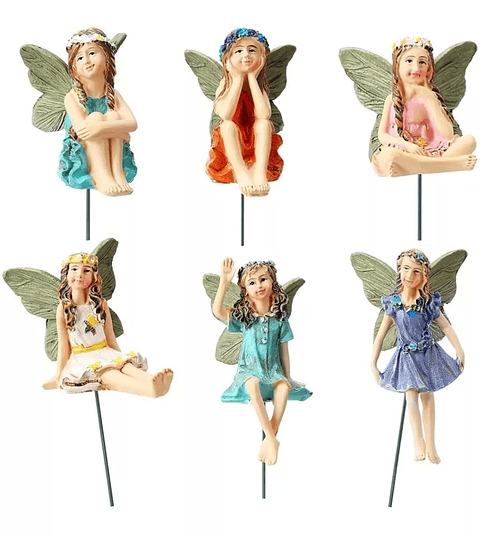 Mini Hadas Decorativas En Cerámica Terrarios Jardín x6 Unid