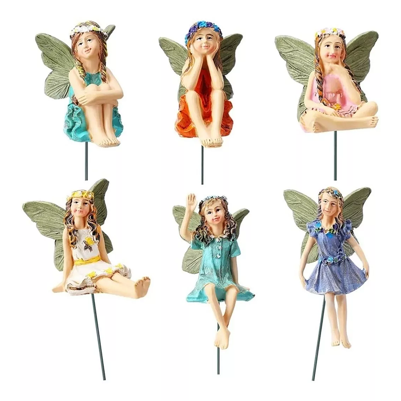 Mini Hadas Decorativas En Cerámica Terrarios Jardín x6 Unid 1