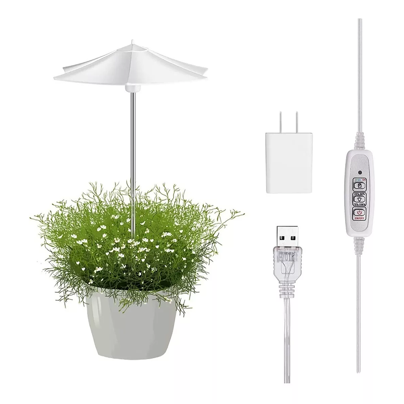 Luz Led Crecimiento Plantas Interior Ajustable Sombrilla 110V / Blanco 1