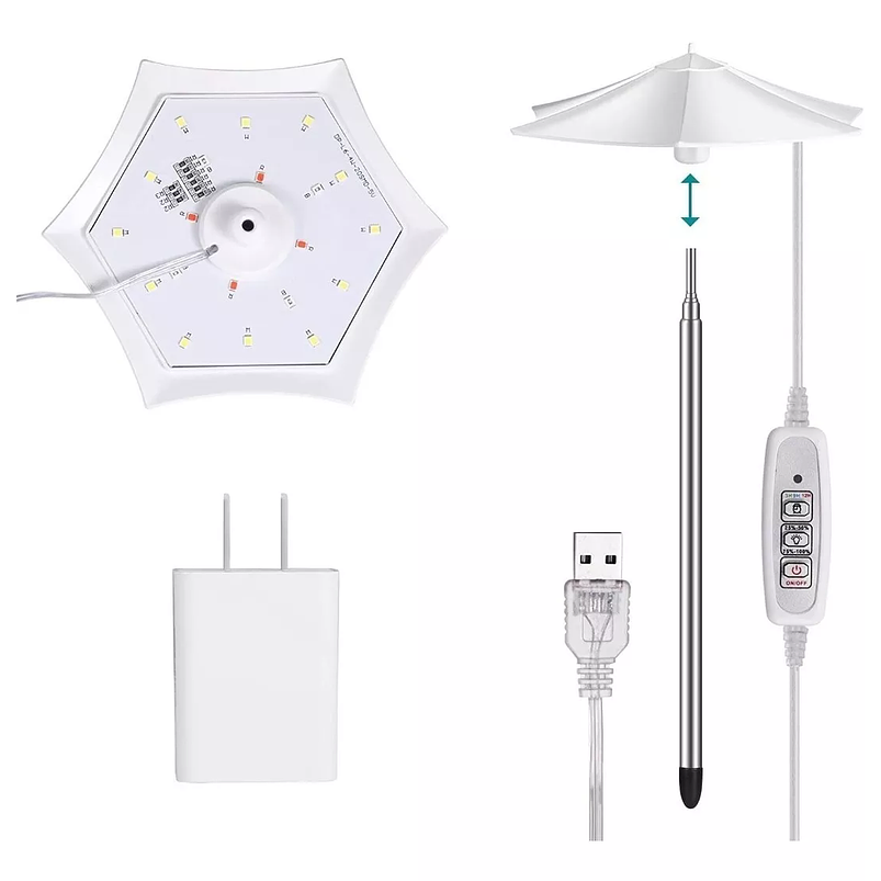 Luz Led Crecimiento Plantas Interior Ajustable Sombrilla 110V / Blanco 2