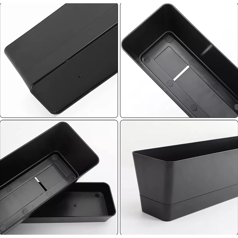 Maceta Plantas Rectangular Premium Moderna +plato 40cm Negra 5