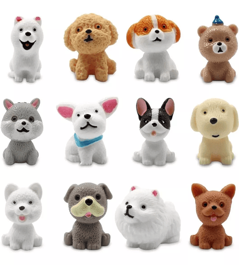 Set Mini Figura Perritos Decorativas Terrario Jardín X12unid