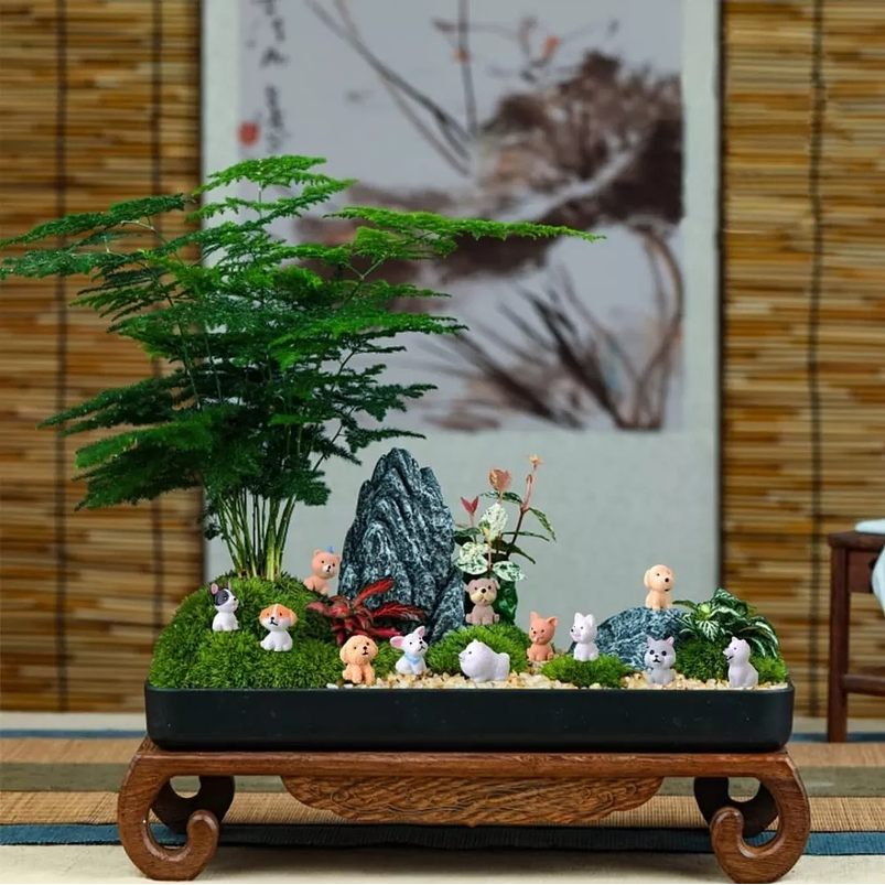 Set Mini Figura Perritos Decorativas Terrario Jardín X12unid 5