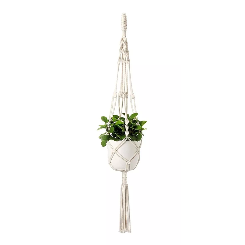 Macrame de Portamaceta más Maceta Incluida 16.5cm Diam Marfil 5