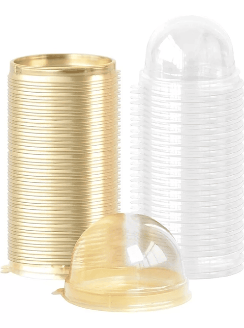 Caja De Biscochos Torta más Domo x45 Unid Dorado 7.8cm Diametro