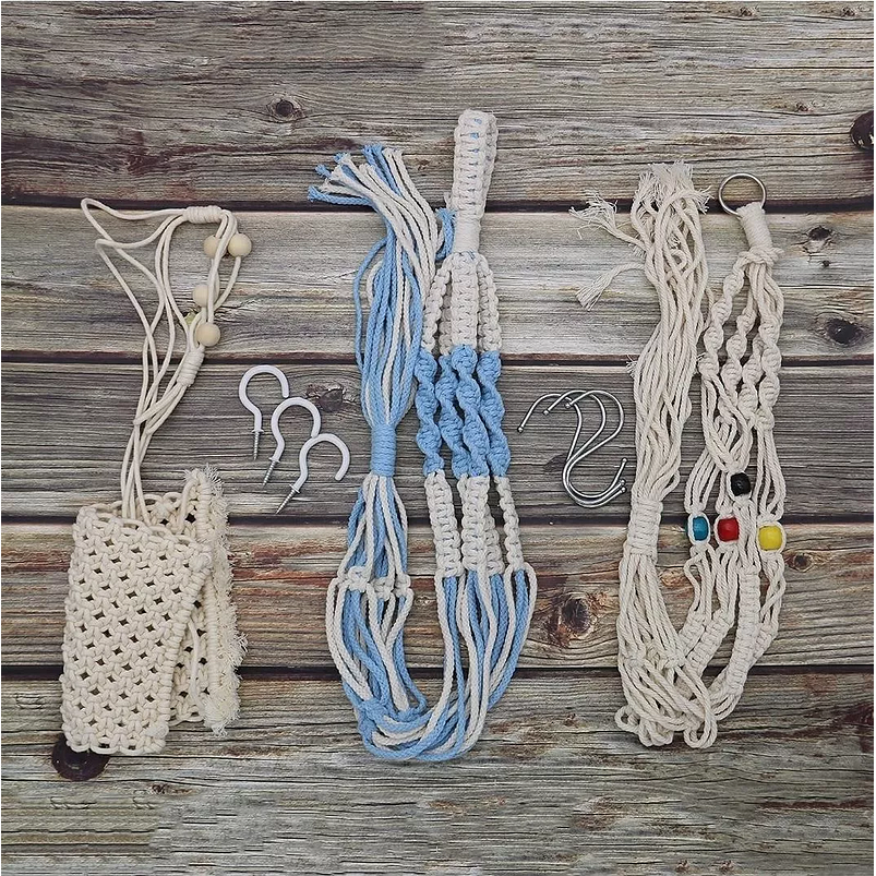 Colgador De Plantas Macetas En Macrame x3 Unid Hecho A Mano 2