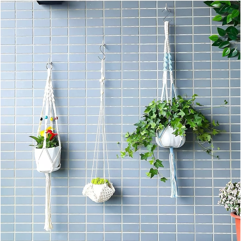 Colgador De Plantas Macetas En Macrame x3 Unid Hecho A Mano 6