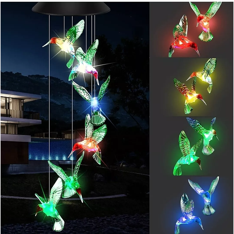 Campana De Viento Jardín Luces Led Energía Solar 2