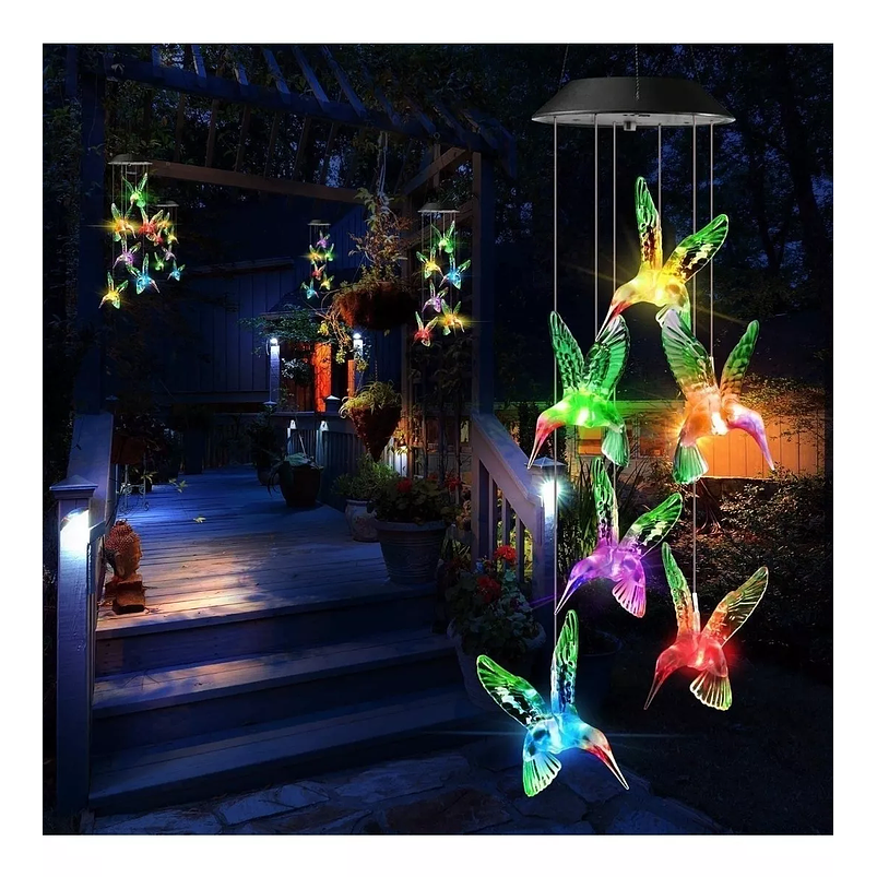 Campana De Viento Jardín Luces Led Energía Solar 7