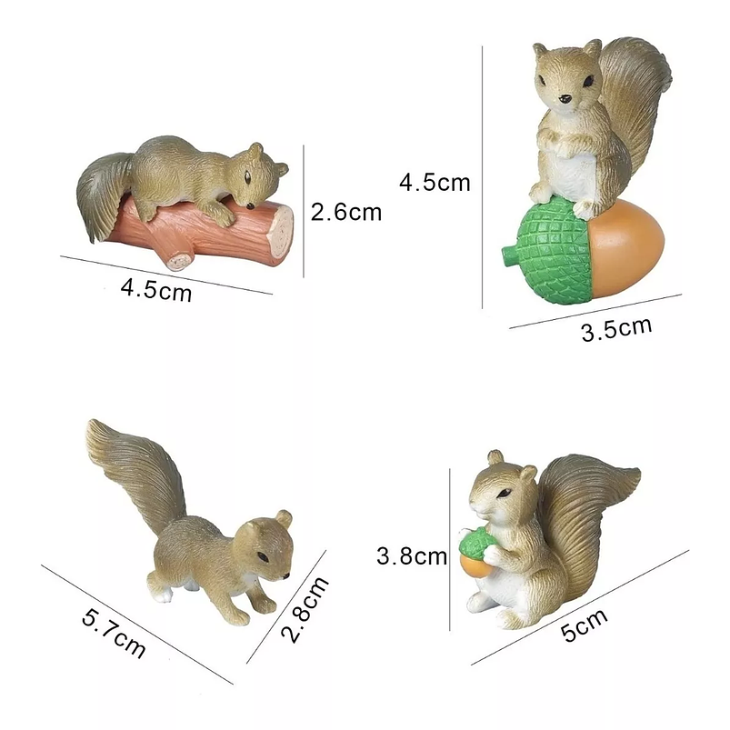 Mini Figuras Jardín Decorativo Bonsái Terrario Ardillas x8 Piezas 3