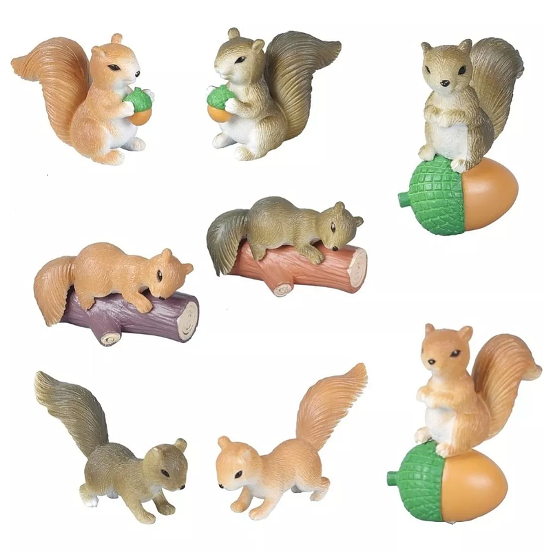 Mini Figuras Jardín Decorativo Bonsái Terrario Ardillas x8 Piezas 1