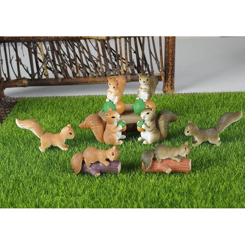 Mini Figuras Jardín Decorativo Bonsái Terrario Ardillas x8 Piezas 5