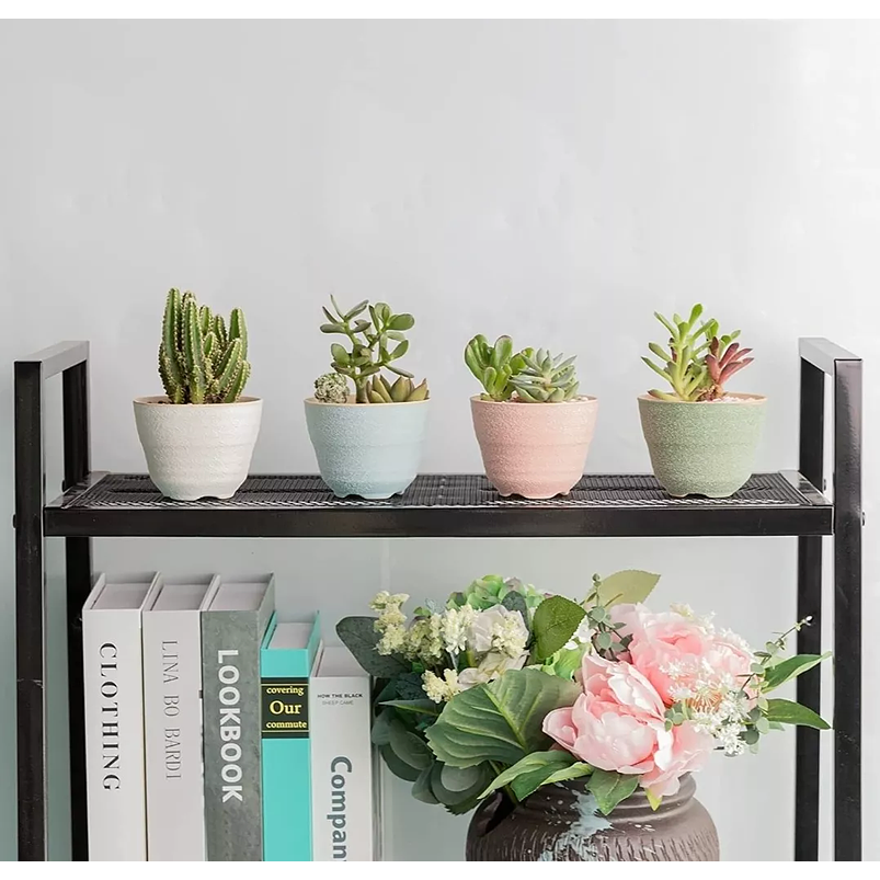 Juego Macetas X4 Unid Cerámica Tono Pastel 9cm Diamx7cm Alto Pastel x4 Pastel 3