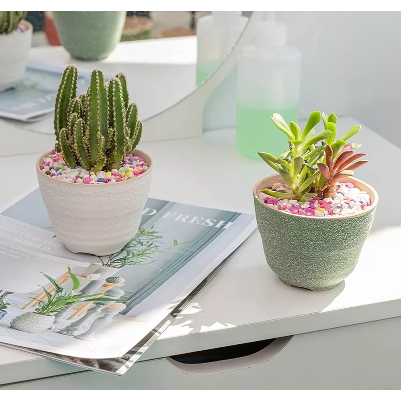 Juego Macetas X4 Unid Cerámica Tono Pastel 9cm Diamx7cm Alto Pastel x4 Pastel 5