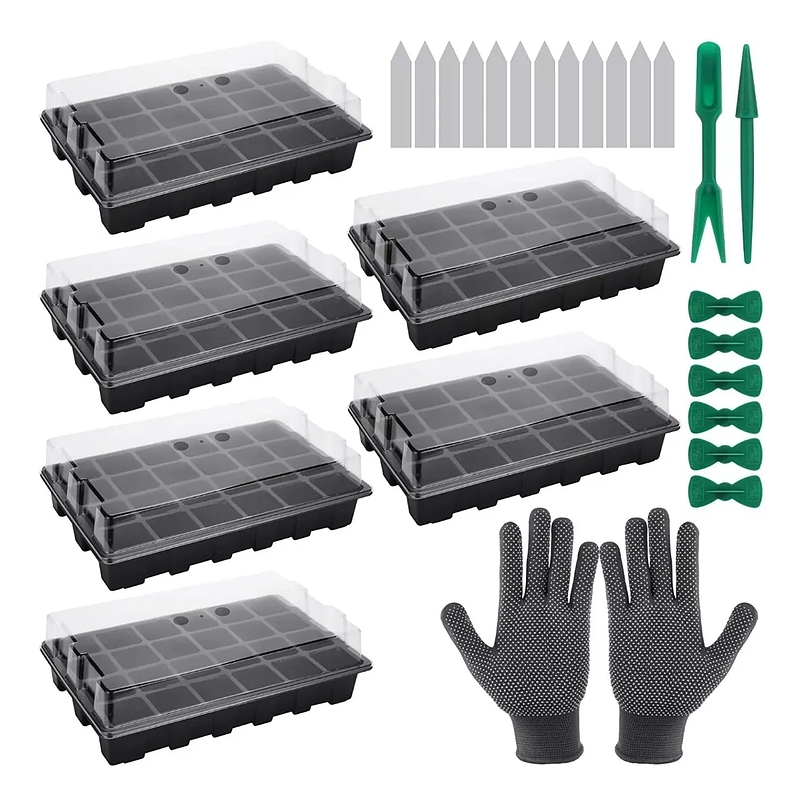Kit De Germinacion X6 Bandejas más Cupula y herramientas Plantas 1