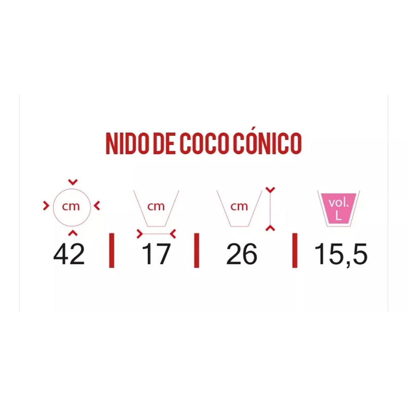 Canasta Cónica de Colgar para Plantas más nido De Coco x42cm Diametro 2