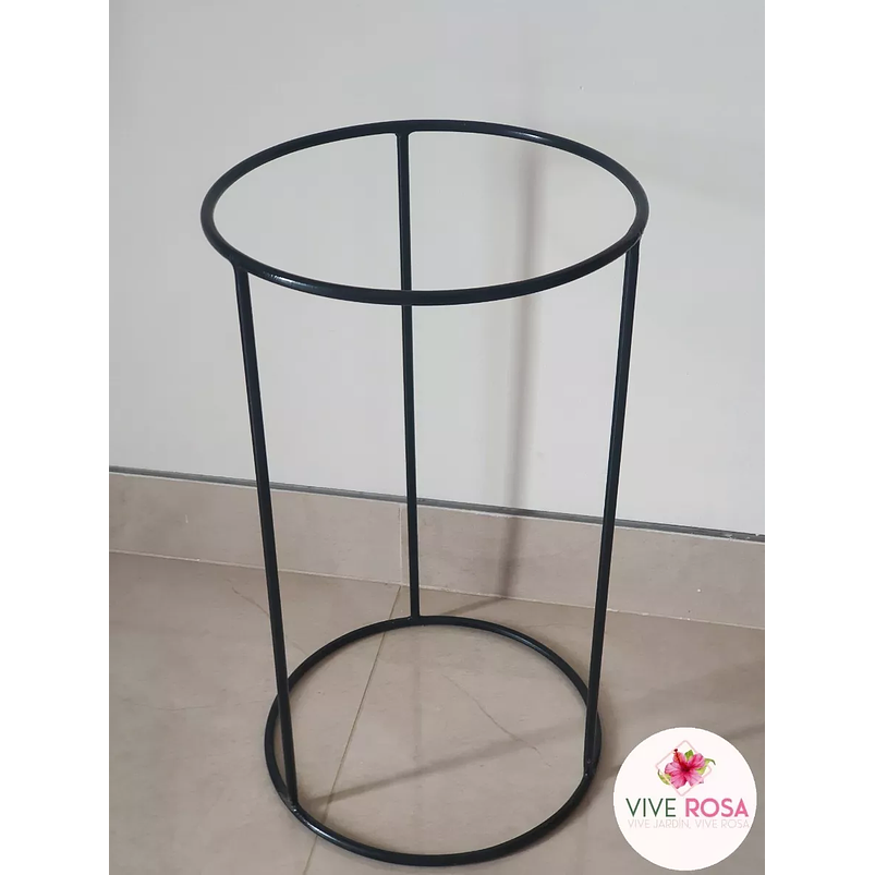 Soporte Matera Maceta Redondo Alto En Varilla 52cms Alto Negro 2