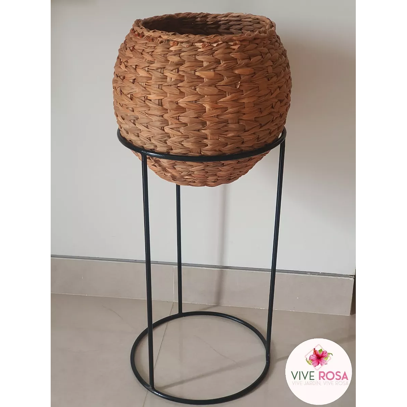 Soporte Matera Maceta Redondo Alto En Varilla 52cms Alto Negro 3