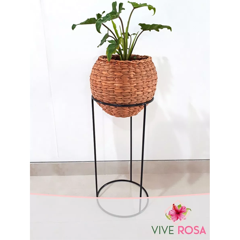 Soporte Matera Maceta Redondo Alto En Varilla 52cms Alto Negro 5