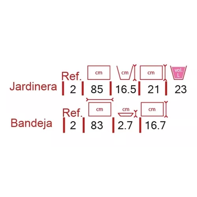 Matera Plastica Rectangular Terracota 85cm Largo+ Plato Magnolia Terracota 2