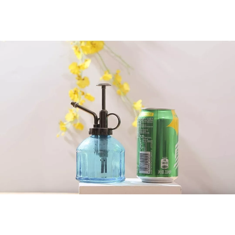 Regadera Spray Vintage En Vidrio 220ml Jardín Plantas Azul 2