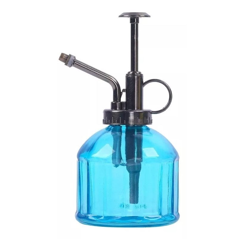 Regadera Spray Vintage En Vidrio 220ml Jardín Plantas Azul 1