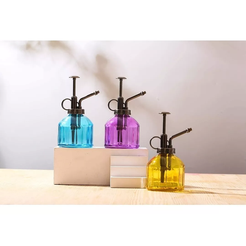 Regadera Spray Vintage En Vidrio 220ml Jardín Plantas Azul 4
