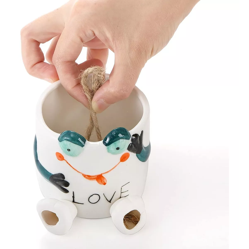 Juego de Macetas Cerámica x3 Unidades Diseño Gatos Cactus y Suculentas 4