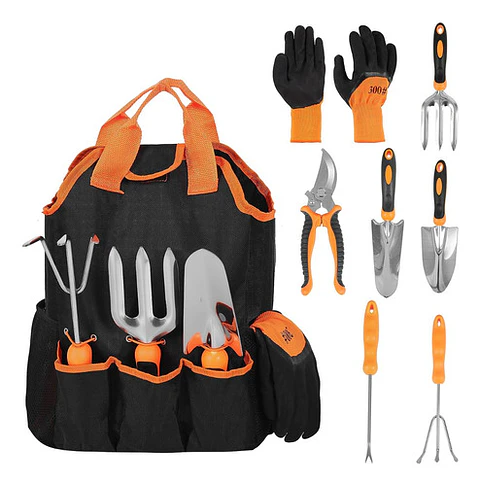 Kit Herramientas de Jardinería Plantas x8 Piezas Acero más bolso