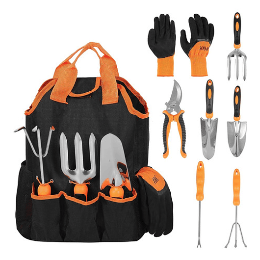 Kit Herramientas de Jardinería Plantas x8 Piezas Acero más bolso 1