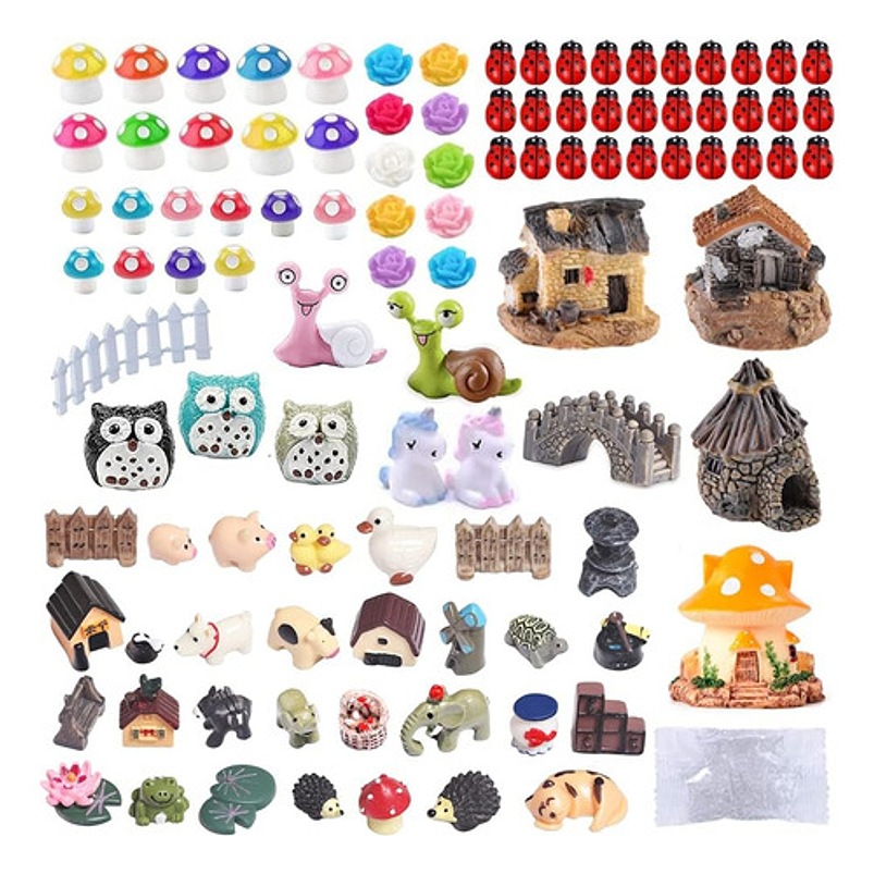 Kit Decorativo de Plantas Terrario Jardín de Hadas x104 Piezas 1