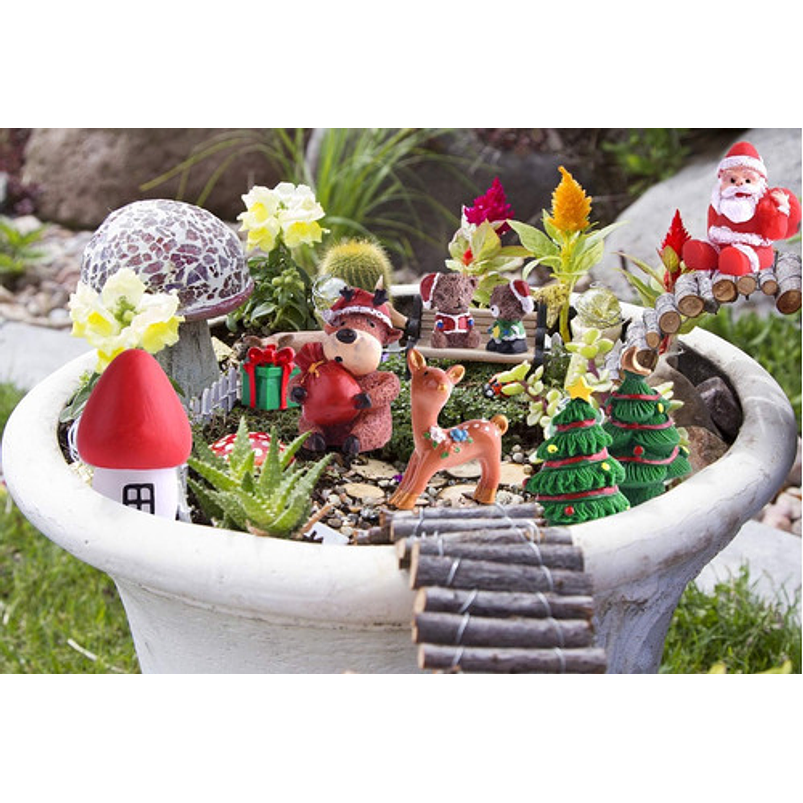 Kit Decorativo Plantas Terrarios Jardín de Hadas Navidad 3