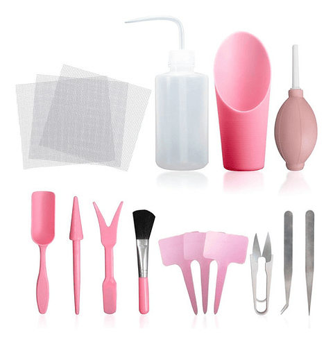 Kit Básico Herramientas Cuidado Cactus Suculentas Baby Pink