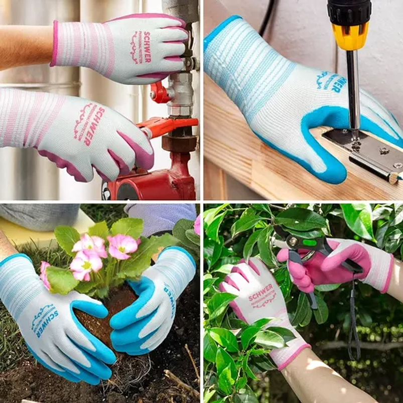 Guantes Jardinería x1 Par Tela más caucho Transpirable Multiuso 7