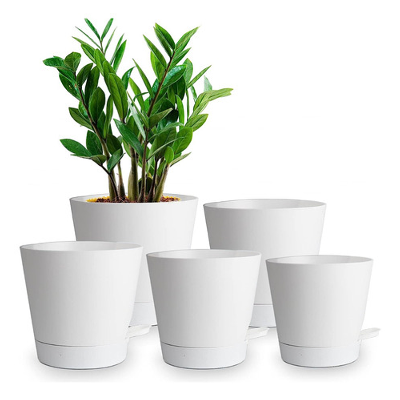 Juego Macetas Plástica Sistema Autoriego x5 piezas Tamaño Escala 1