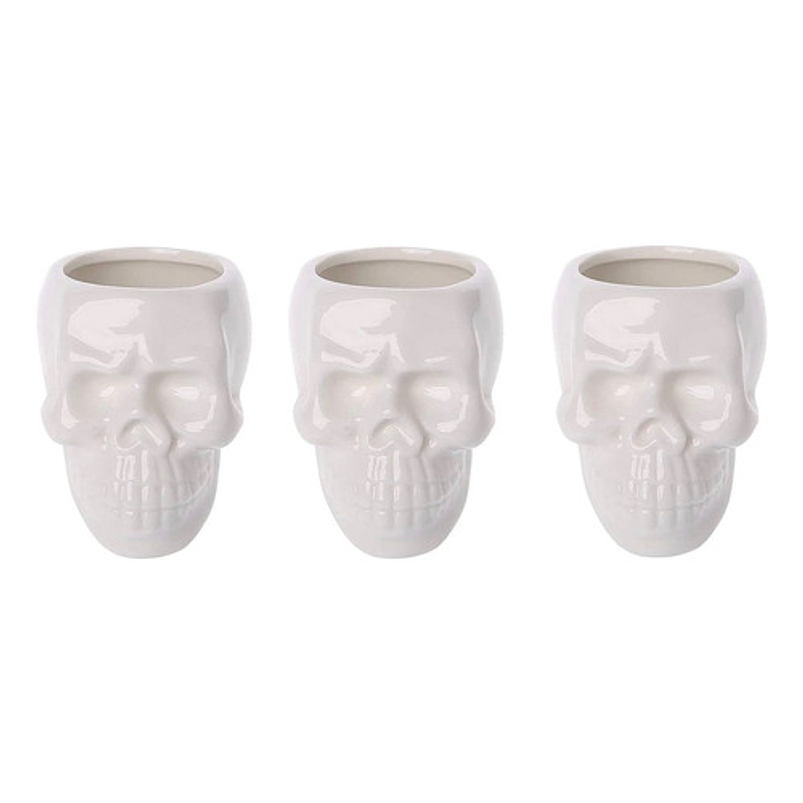 Juego Macetas x3 Unidades Cerámica Premium Diseño Calavera 1