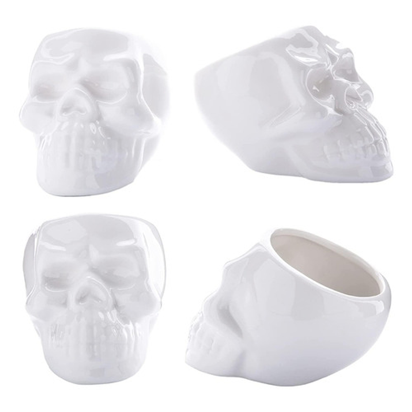 Juego Macetas x3 Unidades Cerámica Premium Diseño Calavera 4