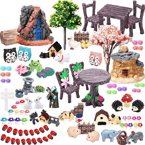 Kit Decorativo Plantas Terrario Jardín de Hadas Bonsai 108 piezas