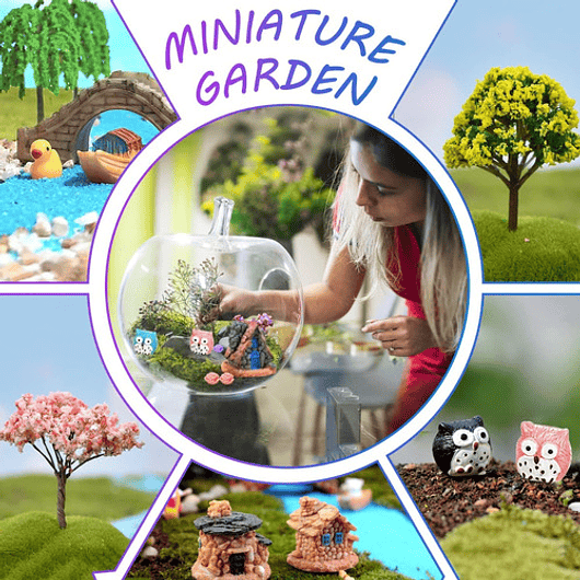 Kit Decorativo Plantas Terrario Jardín de Hadas Bonsai 108 piezas 5