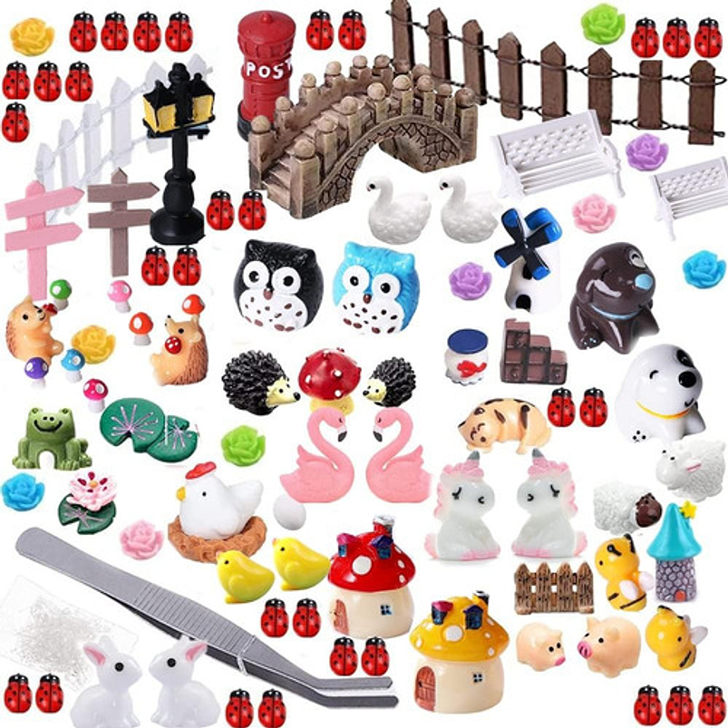 Kit Decorativo Plantas Terrario Jardín De Hadas Bonsai 105 piezas 1